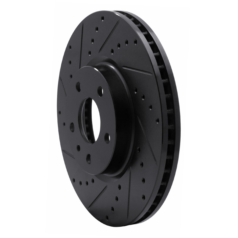 Ford Special Service Police Sedan Brake Rotor (1) - Front Left - R1 Concepts - Drilled & Slotted - Black - `13-`20